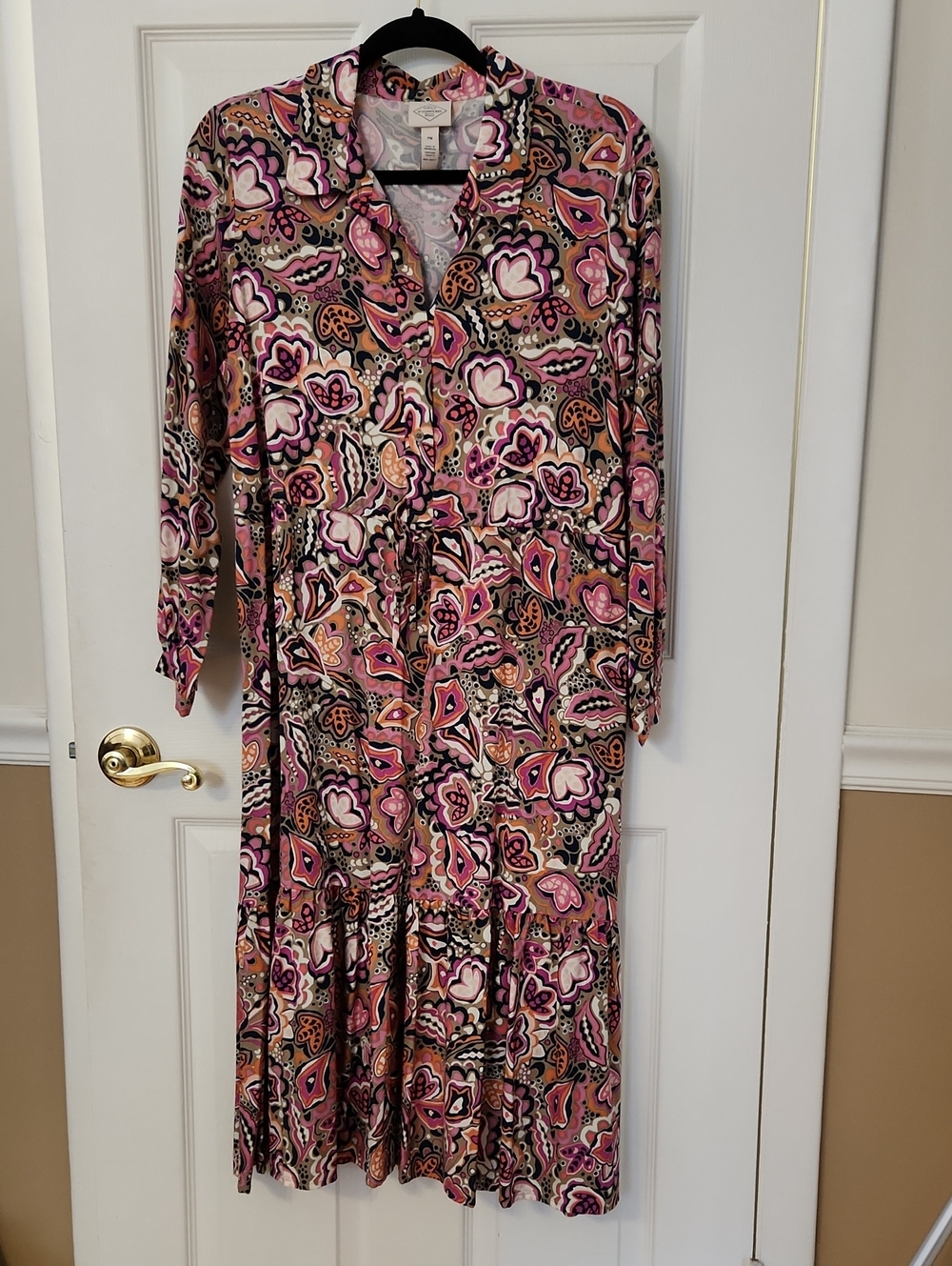 Multicolor Shirt Dress With Ruffled Hem NWT Size Size PM